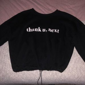 H&M Ariana Grande Cropped Sweatshirt, “thank u, next” — S